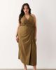 ASOS Curve ASOS DESIGN Curve cotton-linen blend halter neck wrap midaxi sundress in olive-Green - 1