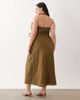 ASOS Curve ASOS DESIGN Curve cotton-linen blend halter neck wrap midaxi sundress in olive-Green - 4