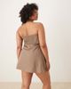 ASOS Curve ASOS DESIGN Curve cotton linen blend halter neck wrap mini sundress in ash brown - 3