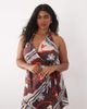 ASOS Curve ASOS DESIGN Curve cotton linen halter neck wrap mini sundress in burgundy scarf print-Multi - 1