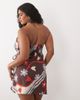 ASOS Curve ASOS DESIGN Curve cotton linen halter neck wrap mini sundress in burgundy scarf print-Multi - 4