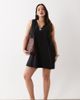 ASOS Curve ASOS DESIGN Curve cotton linen v neck smock mini dress in black - 1