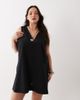 ASOS Curve ASOS DESIGN Curve cotton linen v neck smock mini dress in black - 2