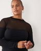 ASOS Curve ASOS DESIGN Curve cotton mesh mix long sleeve top with bardot detail in black - 3