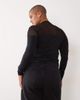 ASOS Curve ASOS DESIGN Curve cotton mesh mix long sleeve top with bardot detail in black - 4