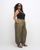ASOS Curve ASOS DESIGN Curve cotton nylon blend pull on balloon pants in khaki green - 4