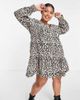 ASOS Curve ASOS DESIGN Curve cotton poplin pintuck bodice tiered mini smock dress in animal print-Multi - 1