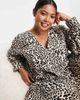 ASOS Curve ASOS DESIGN Curve cotton poplin pintuck bodice tiered mini smock dress in animal print-Multi - 4