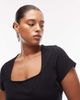 ASOS Curve ASOS DESIGN Curve cotton square neck cap sleeve top in black - 3