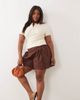 ASOS Curve ASOS DESIGN Curve cotton twill pleated shorts in chocolate-Brown - 1