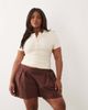 ASOS Curve ASOS DESIGN Curve cotton twill pleated shorts in chocolate-Brown - 2