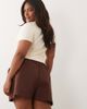 ASOS Curve ASOS DESIGN Curve cotton twill pleated shorts in chocolate-Brown - 3