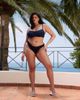 ASOS Curve ASOS DESIGN Curve courtney textured florida bikini bottoms in navy - 4