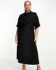 ASOS Curve ASOS DESIGN Curve cowl neck midi dress with wrap skirt in black - 1