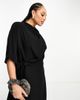 ASOS Curve ASOS DESIGN Curve cowl neck midi dress with wrap skirt in black - 3