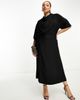 ASOS Curve ASOS DESIGN Curve cowl neck midi dress with wrap skirt in black - 4