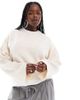 ASOS Curve ASOS DESIGN Curve crew neck boxy sweater with wide cuff in cream-White - 1