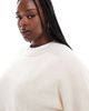 ASOS Curve ASOS DESIGN Curve crew neck boxy sweater with wide cuff in cream-White - 3