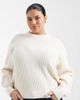 ASOS Curve ASOS DESIGN Curve crew neck rib knit detailing sweater in cream-White - 1