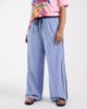 ASOS Curve ASOS DESIGN Curve crinkle tipped pull on pants with waist tie in blue stripes - 2