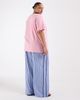 ASOS Curve ASOS DESIGN Curve crinkle tipped pull on pants with waist tie in blue stripes - 3