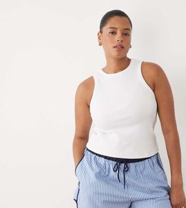 ASOS Curve ASOS DESIGN Curve crinkle tipped pull on shorts with tie detail in blue stripes