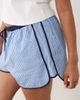 ASOS Curve ASOS DESIGN Curve crinkle tipped pull on shorts with tie detail in blue stripes - 2