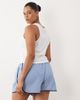 ASOS Curve ASOS DESIGN Curve crinkle tipped pull on shorts with tie detail in blue stripes - 4