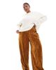ASOS Curve ASOS DESIGN Curve crinkle velvet pull on pants in gold - 1