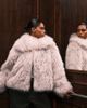 ASOS Curve ASOS DESIGN Curve cropped faux fur jacket in cream-White - 1