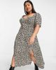 ASOS Curve ASOS DESIGN Curve cupped maxi dress with slits in animal print-Multi - 1