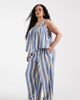 ASOS Curve ASOS DESIGN Curve Delilah cheesecloth beach pants in blue stripes-Multi - 1
