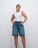 ASOS Curve ASOS DESIGN Curve denim bermuda shorts in mid blue - 1