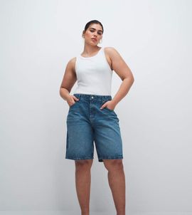ASOS Curve ASOS DESIGN Curve denim bermuda shorts in mid blue
