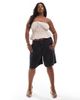 ASOS Curve ASOS DESIGN Curve denim bermuda shorts with belt in black - 2