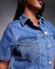 ASOS Curve ASOS DESIGN Curve denim fitted shirt mini dress in mid blue - 4