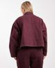 ASOS Curve ASOS DESIGN Curve denim funnel neck jacket in burgundy - part of a set-Red - 4