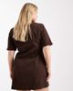ASOS Curve ASOS DESIGN Curve denim short sleeve mini dress with zip through in chocolate-Brown - 4