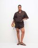 ASOS Curve ASOS DESIGN Curve denim shorts with cutwork in chocolate - part of a set-Brown - 2