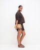 ASOS Curve ASOS DESIGN Curve denim shorts with cutwork in chocolate - part of a set-Brown - 3