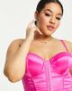 ASOS Curve ASOS DESIGN Curve Deyanna satin corset with crystal trims in hot pink - 1
