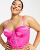 ASOS Curve ASOS DESIGN Curve Deyanna satin corset with crystal trims in hot pink - 3