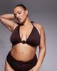 ASOS Curve ASOS DESIGN Curve Dora premium high apex triangle bikini top with jumbo bead in chocolate-Brown - 1