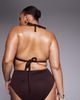 ASOS Curve ASOS DESIGN Curve Dora premium high apex triangle bikini top with jumbo bead in chocolate-Brown - 4