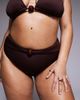 ASOS Curve ASOS DESIGN Curve Dora premium high leg high waist belted bikini bottoms with jumbo bead in chocolate-Brown - 1