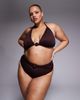 ASOS Curve ASOS DESIGN Curve Dora premium high leg high waist belted bikini bottoms with jumbo bead in chocolate-Brown - 2