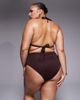 ASOS Curve ASOS DESIGN Curve Dora premium high leg high waist belted bikini bottoms with jumbo bead in chocolate-Brown - 3