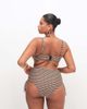 ASOS Curve ASOS DESIGN Curve Dori ruched high waisted bikini bottom in sunset stripe-Orange - 4