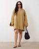 ASOS Curve ASOS DESIGN Curve double cloth mini shirt dress with wide cuffs and oversized pockets in toasted sage-Green - 2