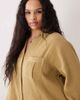 ASOS Curve ASOS DESIGN Curve double cloth mini shirt dress with wide cuffs and oversized pockets in toasted sage-Green - 4